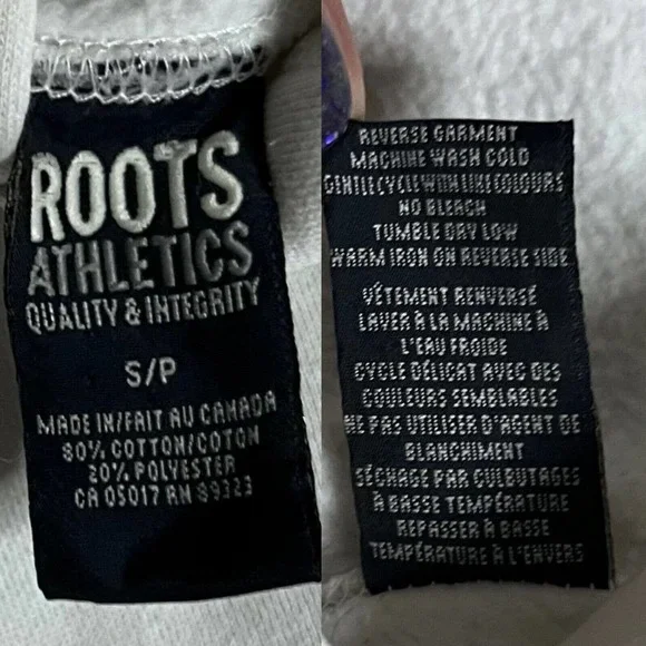 Roots Canada Athletics Women's White & Blue Flocked Graphic Beavers Hoodie Sz S - Picture 12 of 13